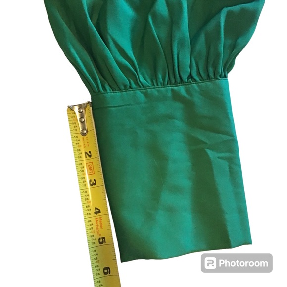 NWT XXL Who What Wear Long Sleeve Green Balloon Sleeve Top Blouse Keyhole Back - Picture 7 of 10